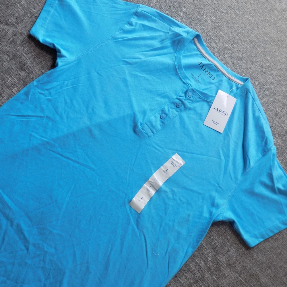 Jared Henley Shirt Mens L Blue New Short Sleeve Super Soft Cotton BKS-24040